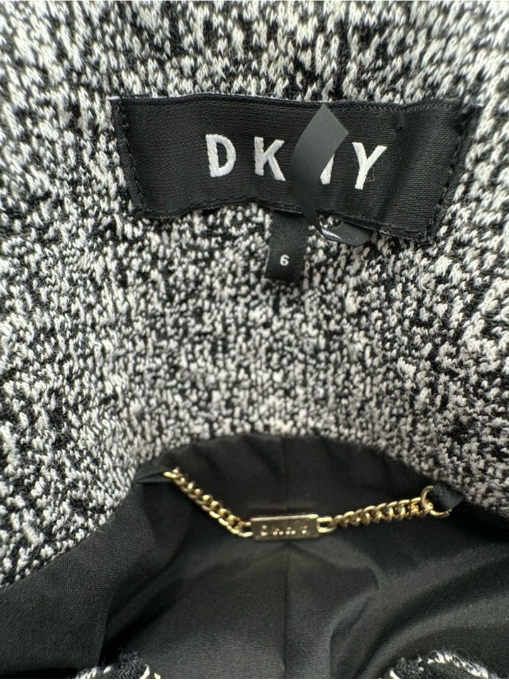 DKNY Gray Tweed Zip-Front Blazer with Black Trim - Picture 3 of 8
